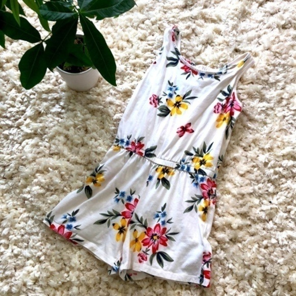 Old Navy Summer Cotton White Floral Romper, XS - Picture 2 of 5
